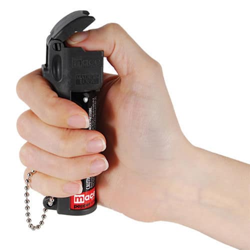 Mace® PepperGard Personal Pepper Spray Side View Demonstrated in Woman Hand
