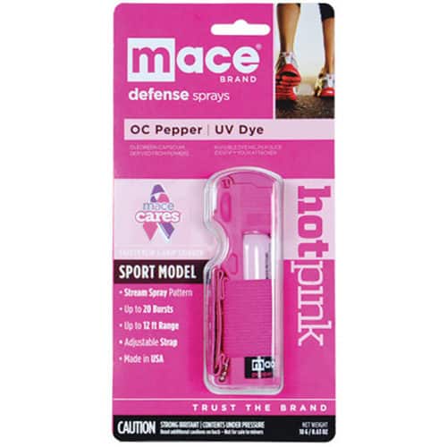 Mace®Pink Pepper Spray for Joggers Viewed in the Blister Pack with Promotion Card