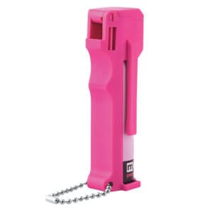 Mace® Personal Model Hot Pink 10% Pepper Spray Back View of Key Chain and Plastic Molded Holder
