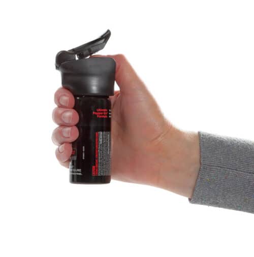 Pepper Spray Gel Mace Night Defender with Light Shown in Hand