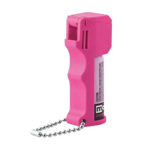 Hot Pink Pepper Spray Pocket Model with Keychain By Mace Back View Showcasing the Molded Holder