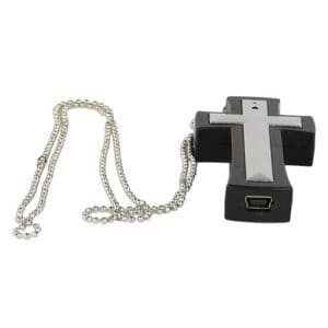 Cross Neckless with Hidden Spy Camera and built in DVR Flat View