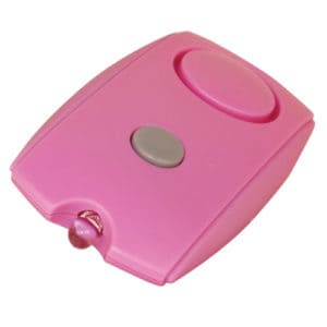 Mini Pink Personal Alarm with LED flashlight Side Angle View