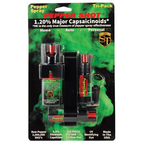 Pepper Shot 1.2% MC Tri-Pack Pepper Spray Front View Package