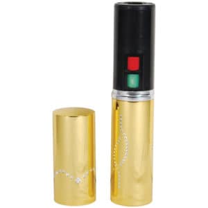 Stun Master Rechargeable Gold Lipstick Stun Gun Flashlight View Lipstick Top Off