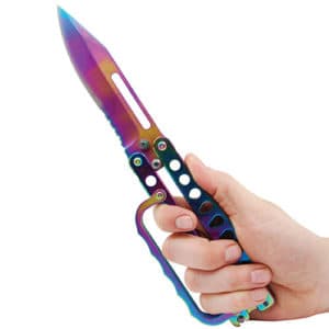 View of Opened Plasma Butterfly Trench Knife Displayed In Hand