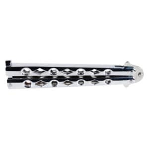 Chrome Colored Stainless Steel Butterfly Knife Closed View
