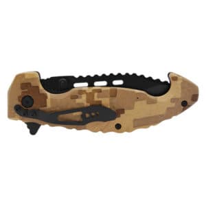 Folding Knife Spring Assisted Brown Digital Camo Closed View