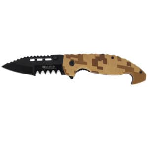 Brown Digital Camo Spring Assisted Folding Knife Opened View