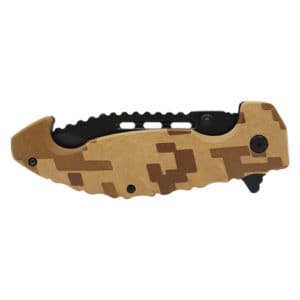 Brown Digital Camo Spring Assisted Folding Knife Closed View