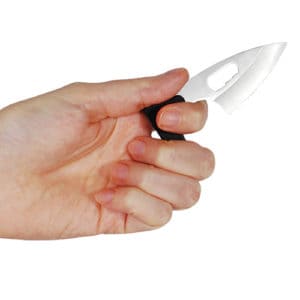 Pocket Survival Card View of Included Knife in Persons Hand