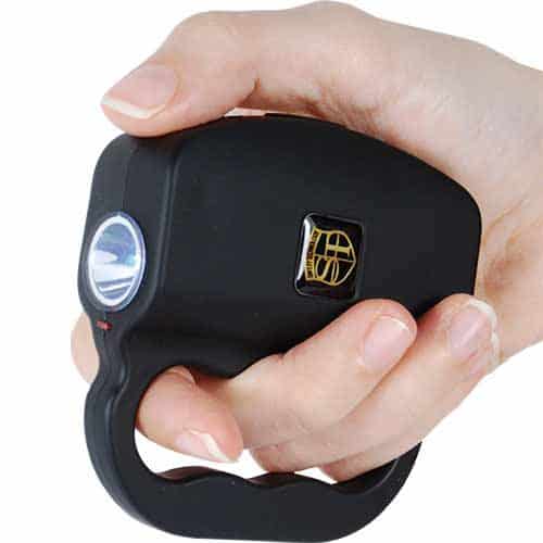 Black 18,000,000 Volt Talon Small Stun Gun LED Flash Light Displayed Viewed in Hand
