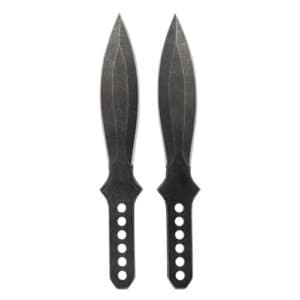 2 Piece Black 7.5″ 440 Stainless Steel Beginner Throwing Knife Set Front View