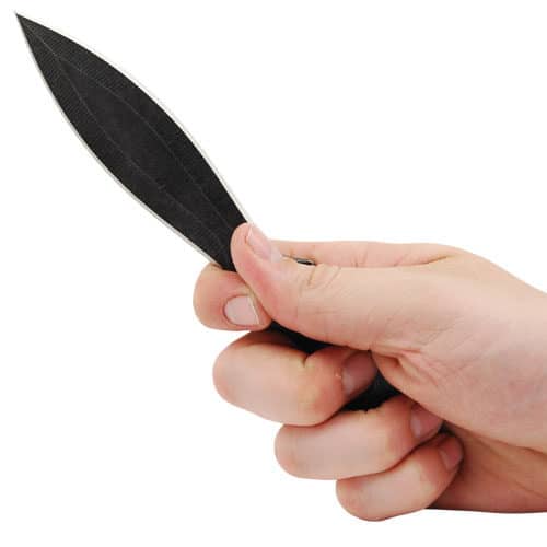 Black 7.5″ 440 Stainless Steel Beginner Throwing Knife Viewed in Hand