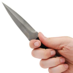 Wrapped Handle Stainless Steel Throwing Knife Viewed in Hand