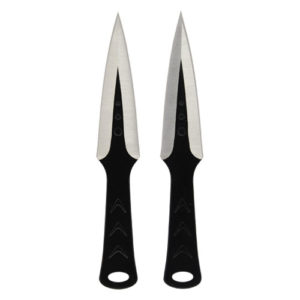 440 Stainless Steel Black 7.5″ 2 Piece Throwing Knife Set Front View