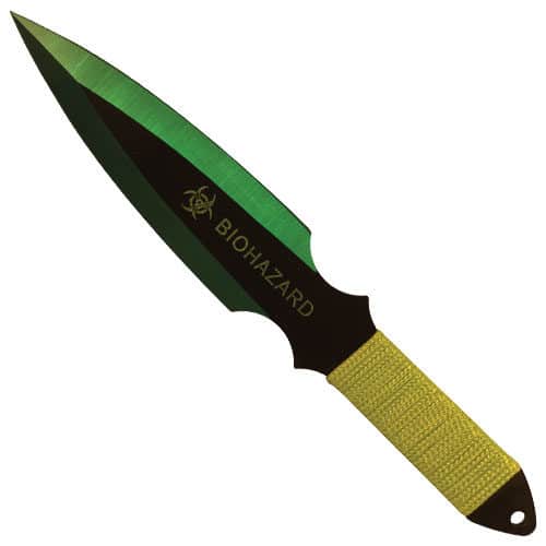 Green Bio Hazard 2 Piece Throwing Knife Side View