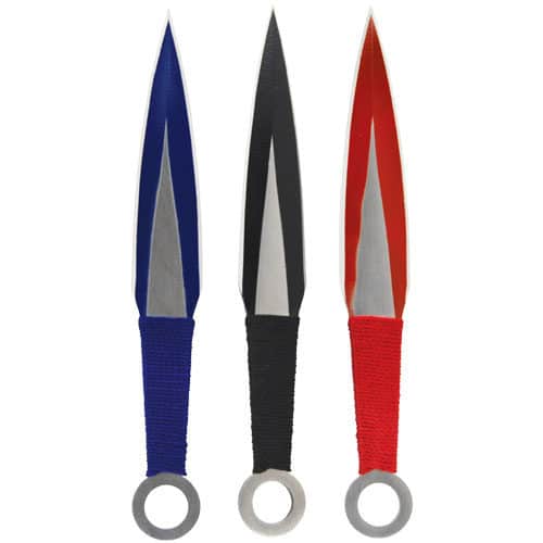 440 Stainless Steel 3 Piece 3 Color Throwing Knife Set Front View