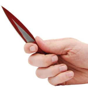 440 Stainless Steel Red Throwing Knife Viewed in Hand