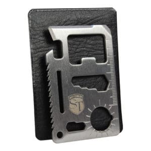 11 Function Credit Card Survival Tool Viewed with Case