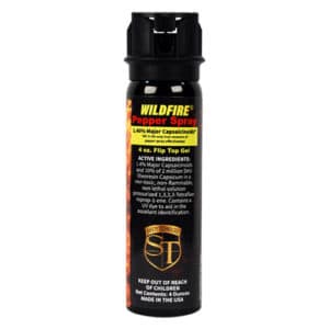 4 Ounce Flip Top Wildfire™ 1.4% MC Sticky Pepper Spray Gel Front View Active Ingredients