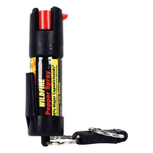 Side View of Wildfire™ Pepper Spray With Belt Clip and Quick Release Key Chain