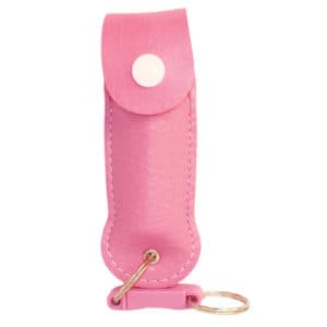 Wildfire™ Pepper Spray 1.4% MC 1/2 oz Pink Leatherette Holster and Key Chain Front View