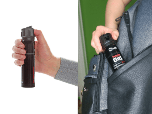 Mace Brand Magnum Model 3 In Purse and Magnum Model 4 Shown in woman Hand
