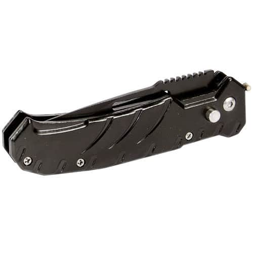 Black 8" Automatic Knife with Safety Lock View Blade Closed