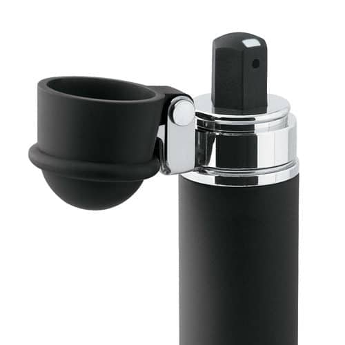 Black Mace Keyguard® Mini Pepper Spray Top View with Flip Top Opened Revealing Actuator Button