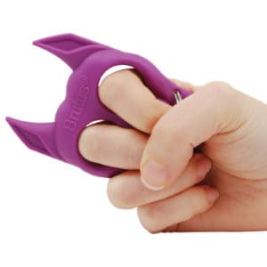 Purple Brutus Self Defense Key Chain Demonstrated Person Hand