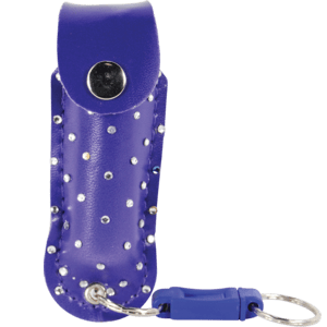 Front View of Purple Pepper Spray with Rhinestone Holster