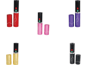 Display of all lipstick stun guns various colors