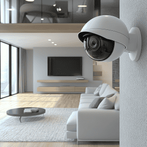 Covert Security camera mounted on a wall in a future home.