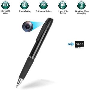 Pen with Spy camera installed showing specs